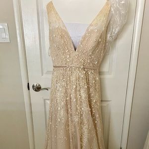 Champagne lace, Melissa sweet, wedding gown, size 12.